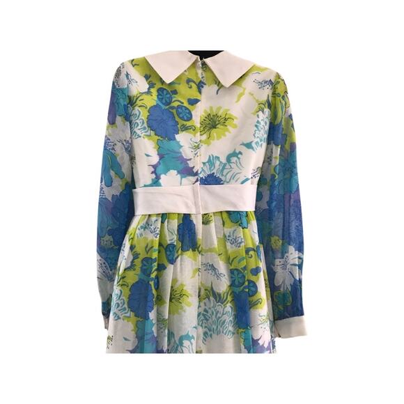 70s Blue Floral Maxi Dress Small - Picture 7 of 8